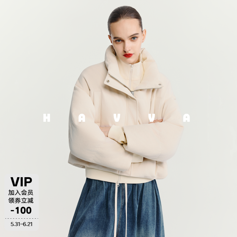 HAVVA短款宽松高领羽绒服