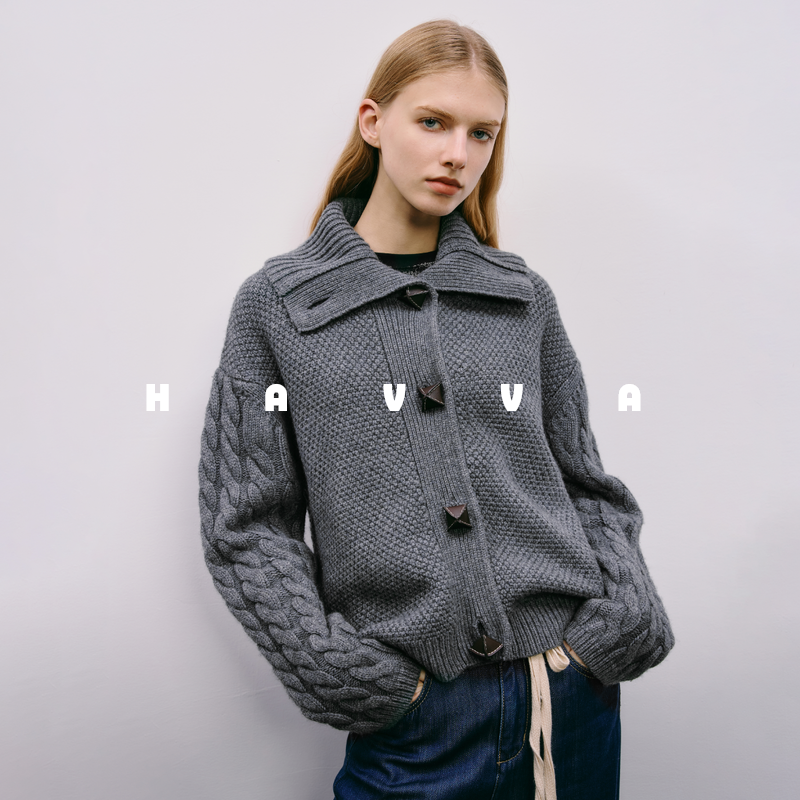 HAVVA时尚女士毛衣开衫