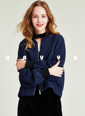 HAVVA棒球服外套女短款ins潮酷拼色夹克休闲上衣2025秋冬W39832