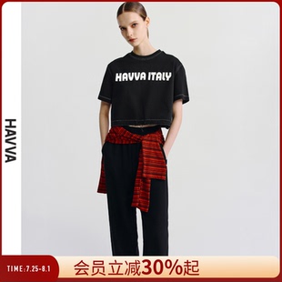 HAVVA圆领字母短袖 11790 T恤女半袖 上衣ins潮慵懒风通勤2025夏T3