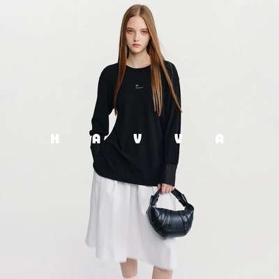 HAVVA加绒加厚长袖T恤弹力舒适女士打底衫上衣2026年春季T3-5380