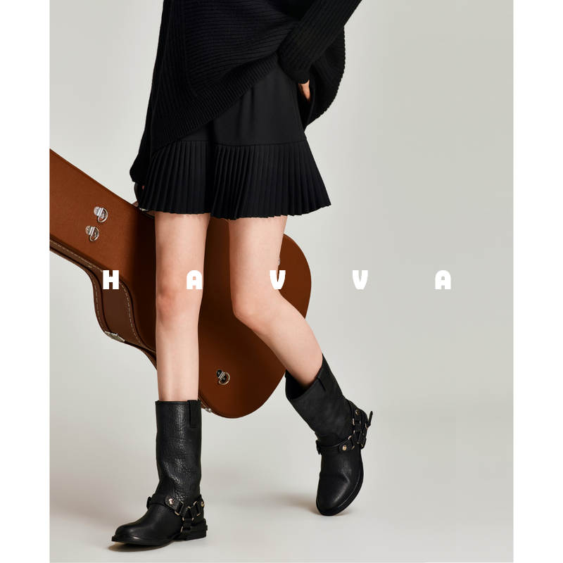 HAVVA设计感拼接百褶A字裙短裙立体裁剪收腰女士裙子2025夏S10830,女装/女士精品,半身裙,淘宝优惠券,粉丝福利购,淘宝优惠卷