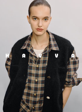 HAVVA高级感慵懒风V领针织衫马夹好穿搭女毛衣马甲2025秋冬M87531