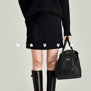 HAVVA高级感小香风半身裙A字显瘦女士短款 S96831 裙子2025秋冬季