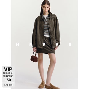 2026春Z3 半身裙两件套女士套装 4337 直筒短款 HAVVA宽松翻领外套