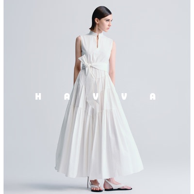 HAVVA法式衬衫连衣裙女中长款显瘦通勤设计感裙子2025夏Q3-3688