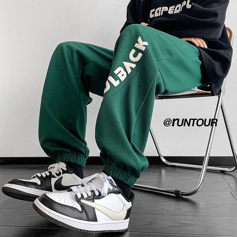 潮流休闲裤子男秋冬季美式vibe长裤宽松束脚卫裤潮牌大码运动裤男