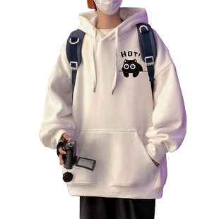 卫衣男秋冬季加绒2026新款港风青少年宽松加厚美式男生连帽外套潮