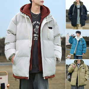 宽松冬季新款棉服男假两件御寒保暖情侣棉袄潮流厚款休闲连帽外套