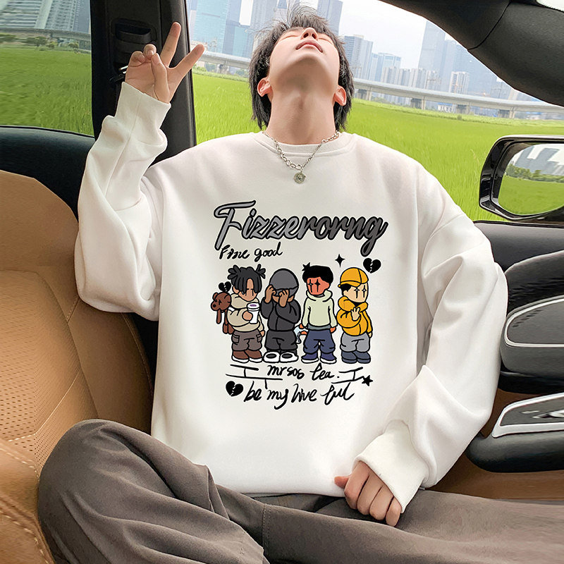 卫衣男秋冬季2026新款美式宽松卡通圆领长袖上衣大码潮牌圆领外套