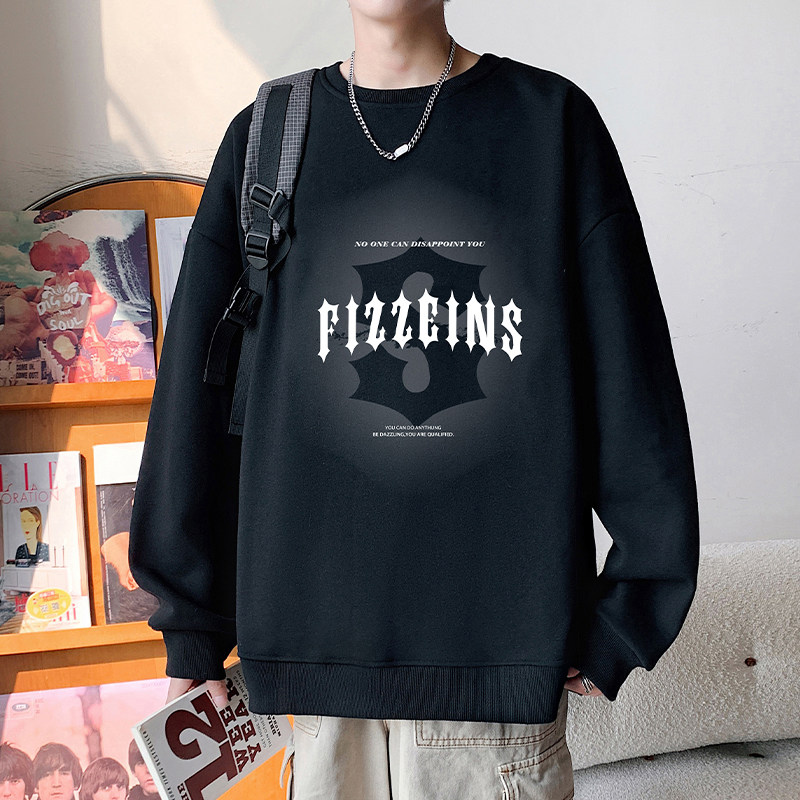 圆领卫衣男春秋季2026新款休闲美式无帽上衣高街大码潮牌套头打底