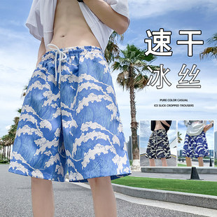 沙滩裤 衩子2025新款 男潮牌薄款 居家休闲大裤 宽松可下水 花短裤 夏季