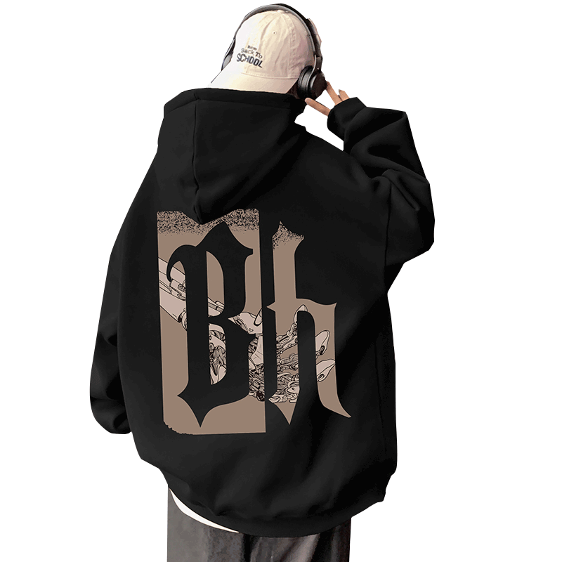 潮牌连帽套头卫衣男港风高街百搭