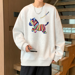 圆领卫衣男秋冬季2026新款卡通印花休闲外套大码美式潮牌高街上衣