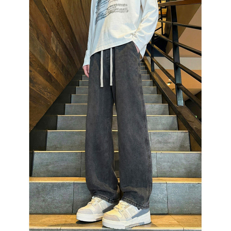 牛仔裤男美式高街复古阔腿裤宽松直筒裤ins春秋季新款休闲长裤子,男装,牛仔裤,淘宝优惠券,粉丝福利购,淘宝优惠卷