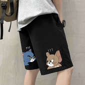 潮牌男士 宽松休闲五分沙滩裤 短裤 中裤 子 ins潮流冰丝直筒薄款 夏季