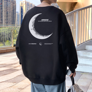 国潮重磅秋冬季男士卫衣ins潮牌港风美式宽松无帽vintage圆领长袖