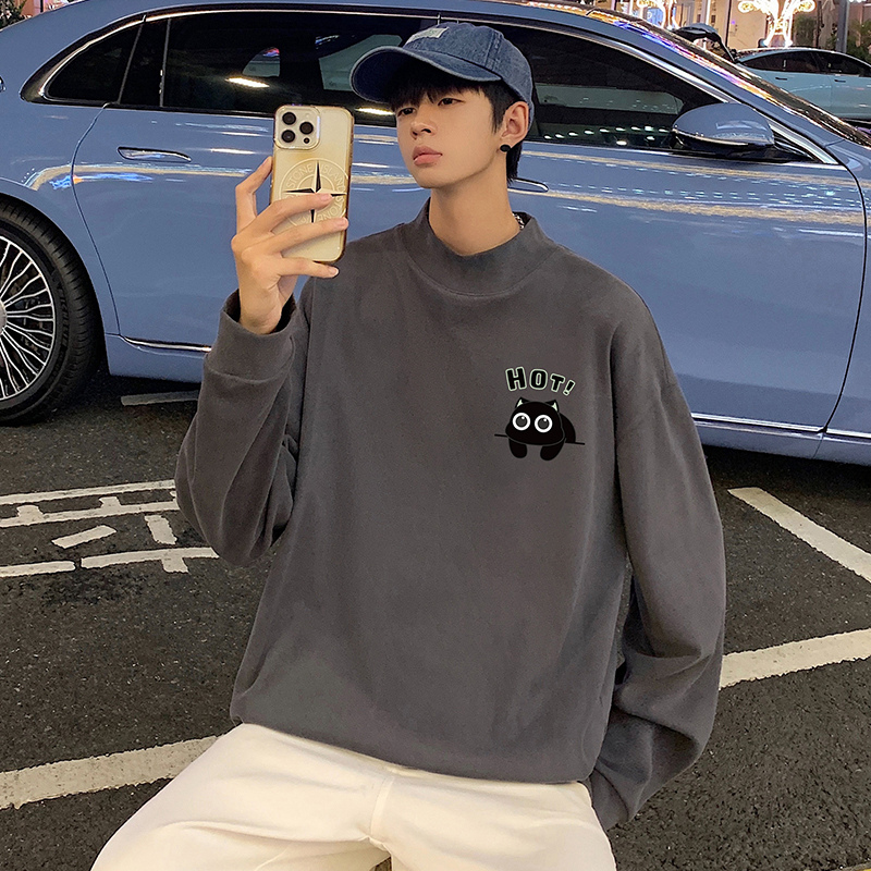 德绒打底衫男秋冬季内搭长袖2025新款半高领针织衫美式男生上衣潮