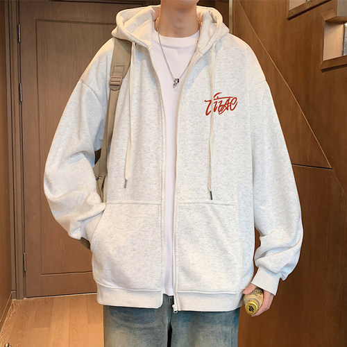 开衫卫衣男春秋季2026新款连帽上衣oversize潮牌美式休闲宽松外套