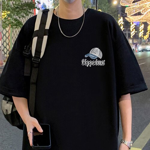 短袖t恤男夏季新款简约纯棉体恤衫oversize美式大码休闲圆领半袖
