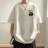 T恤男夏季 2026新款 潮牌宽松半袖 纯棉港风短袖 男生ins美式 重磅体恤