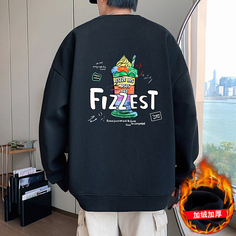 套头卫衣男秋冬季2026新款加绒加厚宽松打底美式休闲大码潮牌上衣