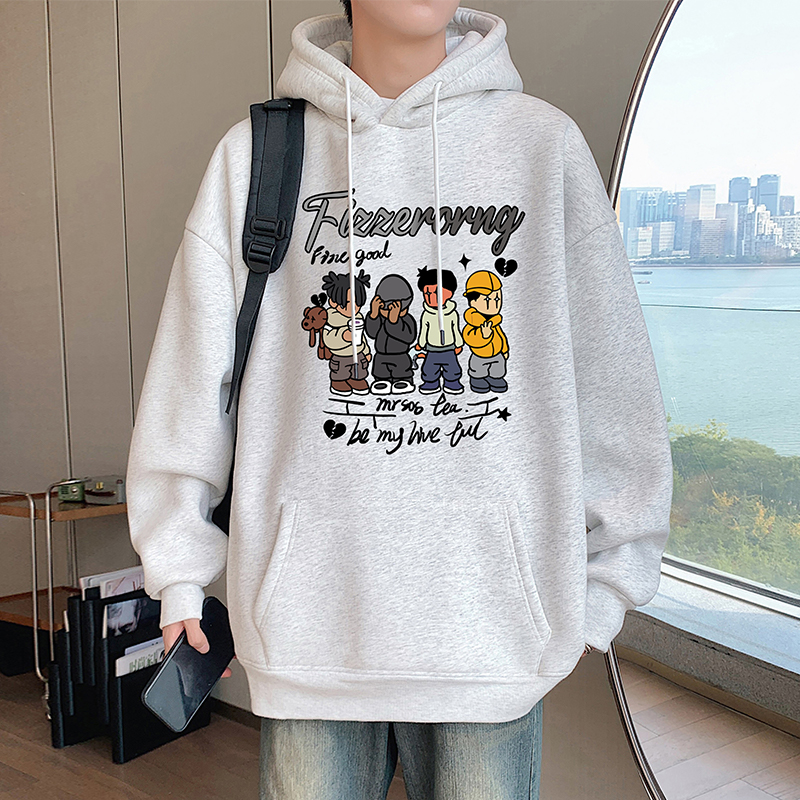 连帽卫衣男秋冬季2025新款宽松套头帽衫美式休闲重磅港风大码外套