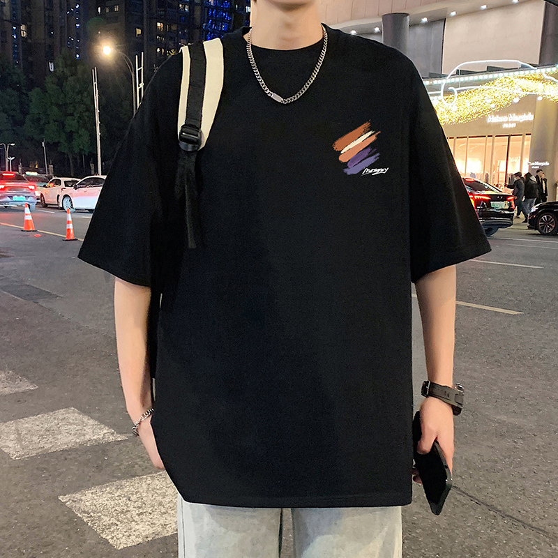 短袖T恤男夏季2025新款宽松纯棉上衣大码透气休闲运动男生体恤衫