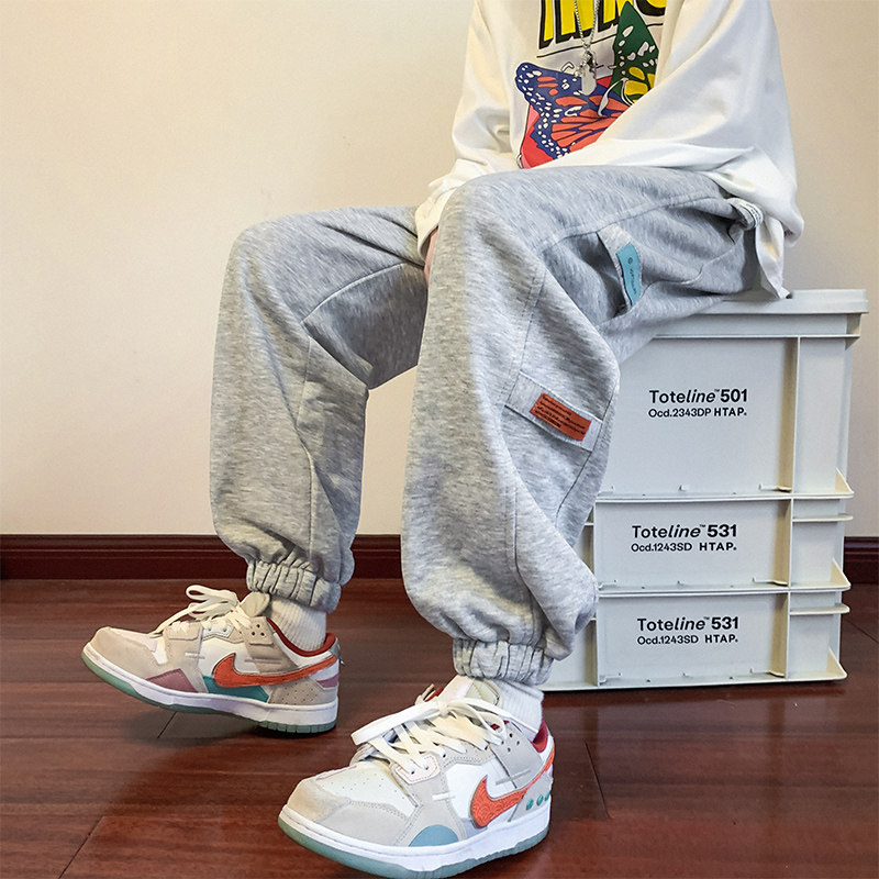 春秋卫裤男潮牌休闲裤美式篮球长裤潮流工装复古宽松束脚运动裤子