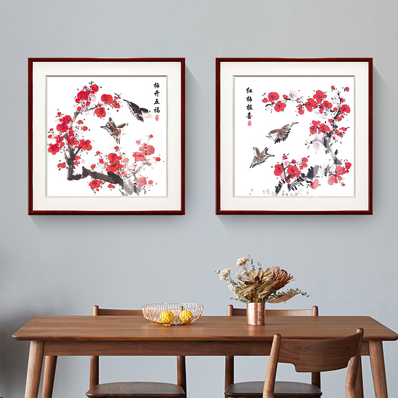新中国风餐厅餐厅挂画客厅沙发背景墙装饰画中国画卧室入口中国风