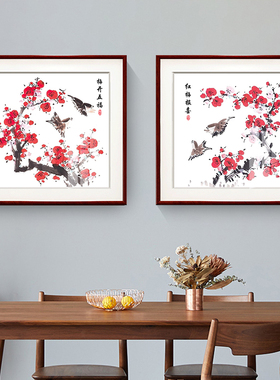 新中国风餐厅餐厅挂画客厅沙发背景墙装饰画中国画卧室入口中国风