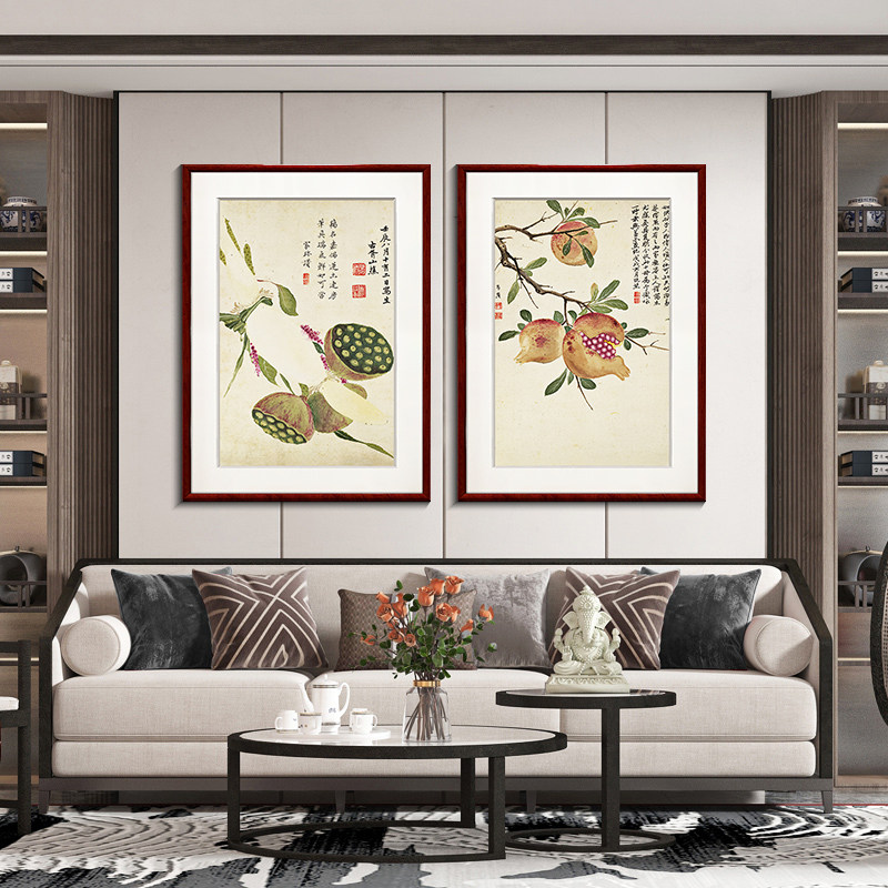 项圣谟新中式装饰画客厅餐厅挂画卧室玄关壁画中国风墙画花卉十开