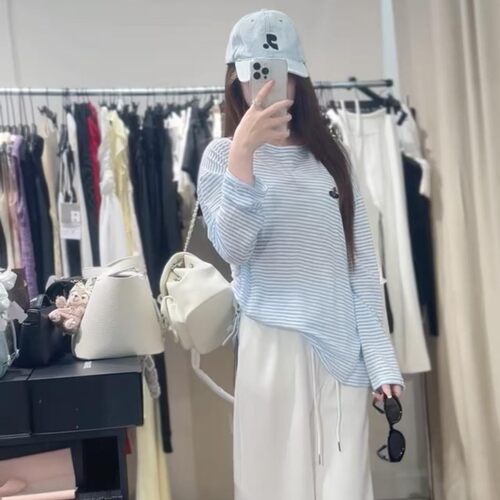 美式休闲风宽松长袖T恤女