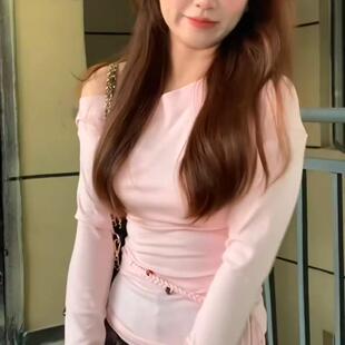 人棉螺纹1 百搭长袖 t恤女修身 显瘦纯色女士打底 1韩系纯欲风时尚