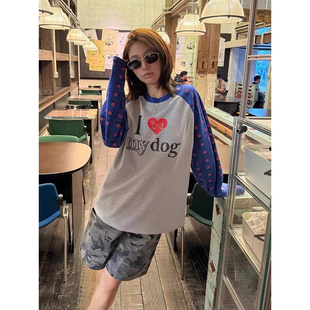 复古2026设计感小众长袖 T恤女宽松显瘦慵懒风上女 1美式 人棉螺纹1