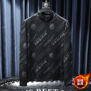 D332 87412 P100 沙发黑灰 2024秋冬天丝棉中领长袖打底衫 加厚潮图片
