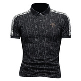 D3323359P80假模白色2023春夏丝光棉翻领短袖POLO衫刺绣潮，男装Polo衫，电商D332