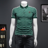 D3323359P80假模白色2023春夏丝光棉翻领短袖POLO衫刺绣潮，男装Polo衫，电商D332