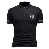 D3322402P75假模白色2024春夏丝光棉翻领短袖POLO衫刺绣潮，男装Polo衫，电商D332