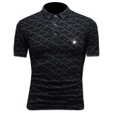 D3322415P75假模绿色2024春夏丝光棉翻领短袖POLO衫刺绣潮，男装Polo衫，电商D332