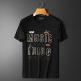 D33222665P75平铺黑色2023春夏丝光棉圆领短袖T恤刺绣男潮，男装T恤，电商D332