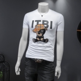 D33227587P80假模白色2023春夏丝光棉圆领短袖T恤刺绣男潮，男装T恤，电商D332