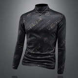 D33287412P100镂空黑咖2024秋冬天丝棉中领长袖打底衫加厚潮，男装T恤，电商D332