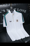 D33288079P80沙发白色2025春夏丝光棉翻领短袖POLO衫刺绣潮，商品下架区，电商D332