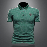 D3323359P80镂空绿色2023春夏丝光翻领短袖POLO衫刺绣潮，男装Polo衫，电商D332
