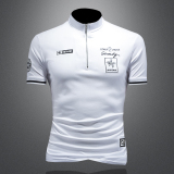 D33287669P80镂空白色2024春夏丝光棉拉链领短袖POLO衫刺绣，男装Polo衫，电商D332