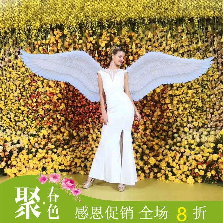 维密翅膀白色羽毛天使模特走秀舞台演出大号成人道具写真拍照网红