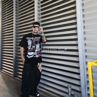 T恤男女同款 复古趣味汉堡薯条印花短袖 GLOW美式 EVENING