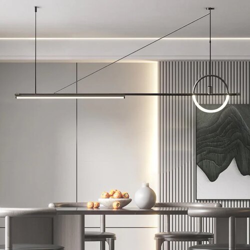 北欧极简长条餐厅吊灯现代简约吧台前台岛台设计师样板间线条灯具