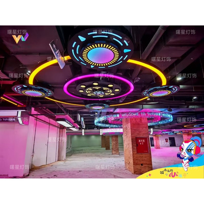 模块造型灯电玩城大厅前台吊灯游戏厅游乐场儿童乐园抓娃娃机室灯